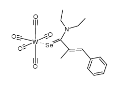 pentacarbonyl(N,N-diethyl-2-methyl-3-phenylselenoacrylamide)tungsten结构式