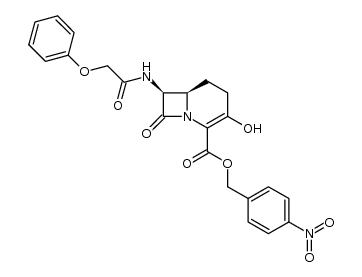 p-nitrobenzyl 7β-[(phenoxyacetyl)amino]-3-hydroxy-1-carba-1-dethia-3-cephem-4-carboxylate Structure
