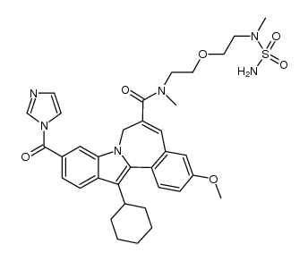 13-cyclohexyl-10-(1H-imidazole-1-carbonyl)-3-methoxy-N-methyl-N-(2-(2-(methyl(sulfamoyl)amino)ethoxy)ethyl)-7H-benzo[3,4]azepino[1,2-a]indole-6-carboxamide结构式