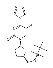 1-((2S,5R)-5-(((tert-butyldimethylsilyl)oxy)methyl)tetrahydrofuran-2-yl)-5-fluoro-4-(1H-1,2,4-triazol-1-yl)pyrimidin-2(1H)-one Structure