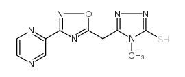 4-甲基-5-[(3-吡嗪-1,2,4-噁二唑)甲基]-4H-1,2,4-噻唑-3-硫醇结构式