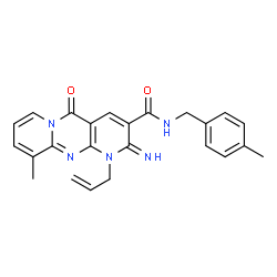 1-allyl-2-imino-10-methyl-N-(4-methylbenzyl)-5-oxo-1,5-dihydro-2H-dipyrido[1,2-a:2,3-d]pyrimidine-3-carboxamide结构式