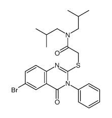 2-(6-bromo-4-oxo-3-phenylquinazolin-2-yl)sulfanyl-N,N-bis(2-methylpropyl)acetamide Structure