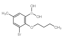 3-溴-2-丁氧基-5-甲基苯基硼酸结构式