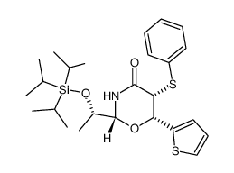 (2R,5R,6R)-2-[(S)-1-triisopropylsilyloxyethyl]-6-(thiophen-2-yl)-5-phenylthio-[1,3]oxazinan-4-one结构式