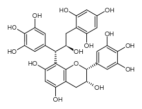 (2R,3R)-8-((1S,2R)-2-hydroxy-3-(2,4,6-trihydroxyphenyl)-1-(3,4,5-trihydroxyphenyl)propyl)-2-(3,4,5-trihydroxyphenyl)chroman-3,5,7-triol结构式