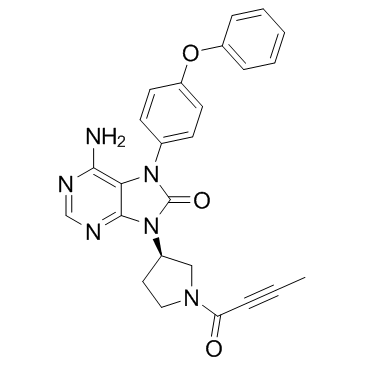 (R)-6-氨基-9-(1-(丁-2-炔酰基)吡咯烷-3-基)-7-(4-苯氧基苯基)-7H-嘌呤-8(9H)-酮结构式