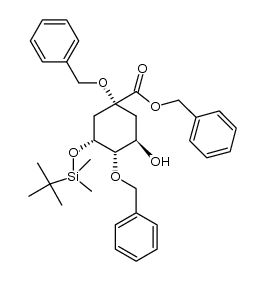 (1R,3R,4S,5R)-benzyl 1,4-bis(benzyloxy)-3-((tert-butyldimethylsilyl)oxy)-5-hydroxycyclohexanecarboxylate结构式