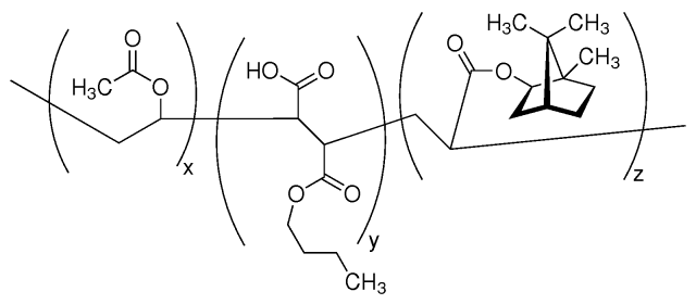 Poly(vinyl acetate-co-butyl maleate-co-isobornyl acrylate) Structure