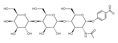 p-nitrophenyl 2-acetamido-2-deoxy-4-O-(4-O-β-D-galactopyranosyl-β-D-galactopyranosyl)-β-D-glucoside结构式