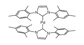bis(1,3-di(2,4,6-trimethylphenyl)imidazoline-2-ylidene)palladium(0) Structure