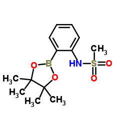 N-(2-(4,4,5,5-四甲基-1,3,2-二氧硼杂环戊烷-2-基)苯基)甲磺酰胺结构式
