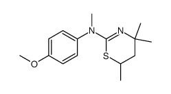 (4-methoxy-phenyl)-methyl-(4,4,6-trimethyl-5,6-dihydro-4H-[1,3]thiazin-2-yl)-amine结构式