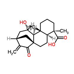 (4ALPHA,11BETA)-11-羟基-15-氧代贝壳杉-16-烯-18-酸结构式