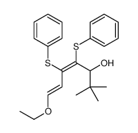 7-ethoxy-2,2-dimethyl-4,5-bis(phenylsulfanyl)hepta-4,6-dien-3-ol结构式