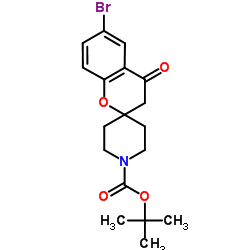 叔-丁基 6-溴-4-羰基螺[色满-2,4'-哌啶]-1'-羧酸酯结构式