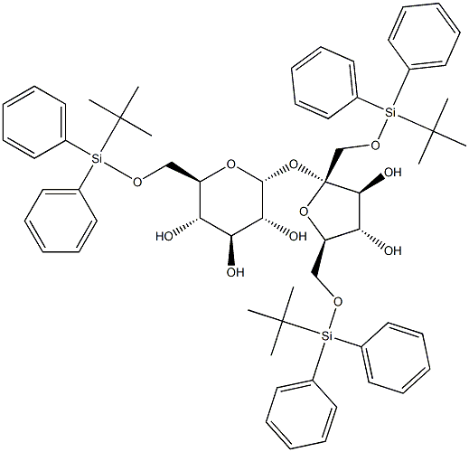 1,6-二-O-[(叔丁基)二苯基硅烷基]-BETA-D-呋喃果糖基 6-O-[(叔丁基)二苯基硅烷基]-ALPHA-D-吡喃葡萄糖苷结构式