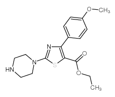4-(4-甲氧苯基)-2-(1-哌嗪基)-5-三唑羧酸乙酯结构式