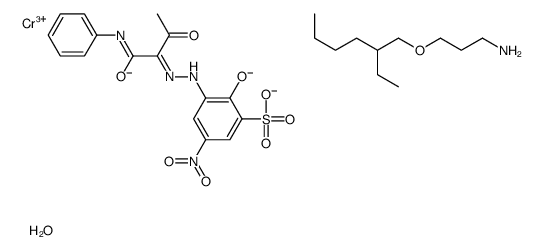 chromium(3+),3-(2-ethylhexoxy)propan-1-amine,hydron,(2Z)-2-[(5-nitro-2-oxido-3-sulfonatophenyl)hydrazinylidene]-3-oxo-N-phenylbutanimidate,hydroxide Structure