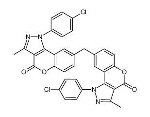 1-(4-chlorophenyl)-8-{[1-(4-chlorophenyl)-3-methyl-4-oxo-1,4-dihydrochromeno[4,3-c]pyrazol-8-yl]methyl}-3-methyl-1,4-dihydrochromeno[4,3-c]pyrazol-4-one结构式
