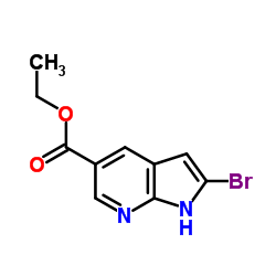 2-溴-1H-吡咯并[2,3-b]吡啶-5-羧酸乙酯结构式