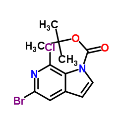 5-溴-7-氯-1H-吡咯并-[2,3-c]吡啶-1-羧酸叔丁酯结构式
