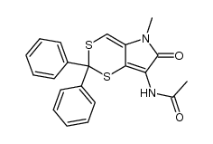 N-(5,6-Dihydro-5-methyl-6-oxo-2,2-diphenyl-1,3-dithiino[5,4-b]pyrrol-7-yl)acetamid结构式