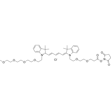N-(m-PEG4)-N'-(PEG2-NHS ester)-Cy5结构式
