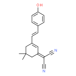 {3-[(E)-2-(4-Hydroxyphenyl)vinyl]-5,5-dimethyl-2-cyclohexen-1-ylidene}malononitrile Structure