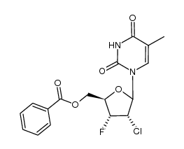 ((2R,3R,4S)-4-chloro-3-fluoro-5-(5-methyl-2,4-dioxo-3,4-dihydropyrimidin-1(2H)-yl)tetrahydrofuran-2-yl)methyl benzoate结构式
