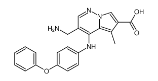 3-(Aminomethyl)-5-methyl-4-[(4-phenoxyphenyl)amino]pyrrolo[1,2-b]pyridazine-6-carboxylic acid Structure