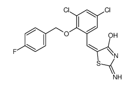(5Z)-2-amino-5-[[3,5-dichloro-2-[(4-fluorophenyl)methoxy]phenyl]methylidene]-1,3-thiazol-4-one结构式