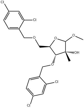d-ribofuranoside,methyl 3,5-bis-o-[(2,4-dichlorophenyl)methyl]-2-c-methyl-结构式