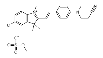 5-氯-2-[2-[4-[(2-氰乙基)甲氨基]苯基]乙烯基]-1,3,3-三甲基-3H-吲哚翁硫酸甲酯盐结构式