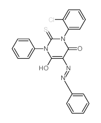 4,6(1H,5H)-Pyrimidinedione,1-(2-chlorophenyl)dihydro-3-phenyl-5-(2-phenyldiazenyl)-2-thioxo-结构式