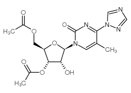 1-(3,5-二-o-乙酰基-beta-d-呋喃核糖)-4-(1,2,4-噻唑-l-基)-5-甲基-2-嘧啶酮结构式