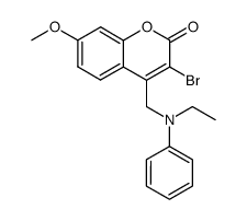 3-bromo-4-(N-ethyl-N-phenylaminomethyl)-7-methoxycoumarin Structure