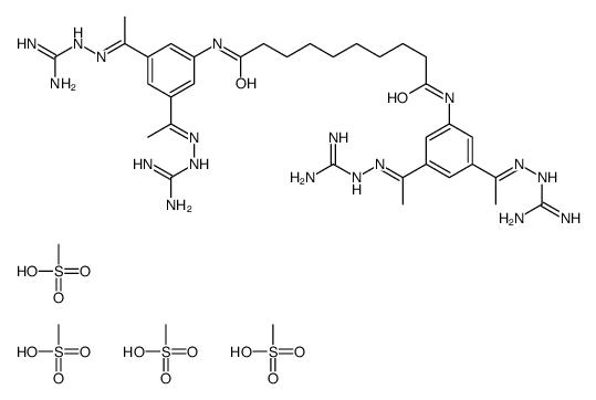 N,N'-bis[3,5-bis[(E)-N-(diaminomethylideneamino)-C-methylcarbonimidoyl]phenyl]decanediamide,methanesulfonic acid Structure