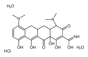 (4S,4aS,5aR,12aR)-4,7-bis(dimethylamino)-1,10,11,12a-tetrahydroxy-3,12-dioxo-4a,5,5a,6-tetrahydro-4H-tetracene-2-carboxamide,dihydrate,hydrochloride Structure