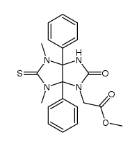methyl (4,6-dimethyl-2-oxo-3a,6a-diphenyl-5-thioxooctahydroimidazo[4,5-d]imidazol-1-yl)acetate结构式