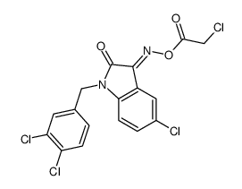5-氯-1-[(3,4-二氯苯基)甲基]-1H-吲哚-2,3-二酮 3-[o-(2-氯乙酰基)肟]结构式