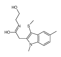 2-(1,5-dimethyl-3-methylsulfanylindol-2-yl)-N-(2-hydroxyethyl)acetamide结构式