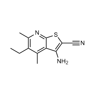 3-氨基-5-乙基-4,6-二甲基噻吩并[2,3-b]吡啶-2-甲腈结构式