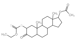 Androstan-3-one,17-(acetyloxy)-2-[(ethoxythioxomethyl)thio]-, (2a,5a,17b)- (9CI) Structure