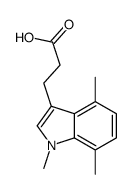 3-(1,4,7-trimethylindol-3-yl)propanoic acid结构式