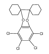 5',6',7',8'-Tetrachlordispiro(cyclohexan-1,2'-( 1,4)benzodioxin-3',1''-cyclohexan)结构式