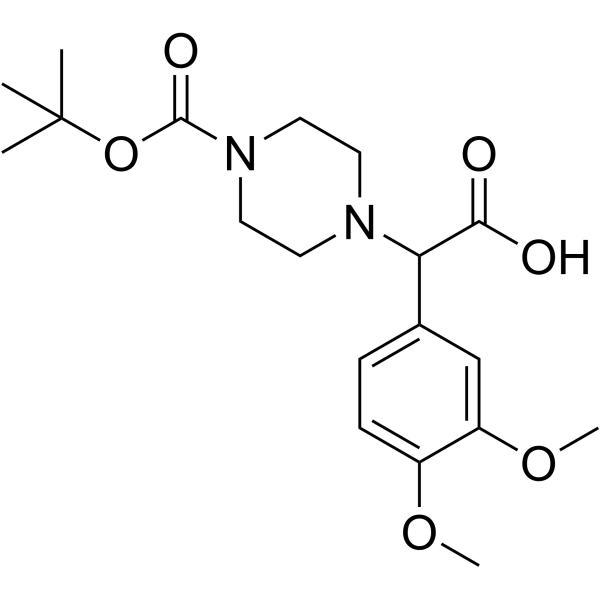2-(4-Boc-哌嗪)-α-(3,4-二甲氧基-苯基)乙酸结构式