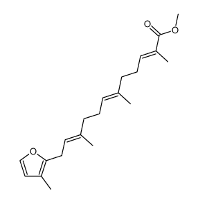(2E,6E,10E)-2,6,10-trimethyl-12-(3-methylfuran-2-yl)-dodeca-2,6,10-trienoic acid methyl ester Structure
