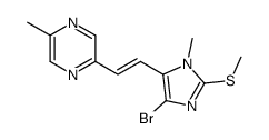 2-[(E)-2-(5-bromo-3-methyl-2-methylsulfanylimidazol-4-yl)ethenyl]-5-methylpyrazine structure