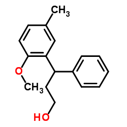 3-(2-甲氧基-5-甲基苯基)-3-苯基-1-丙醇结构式